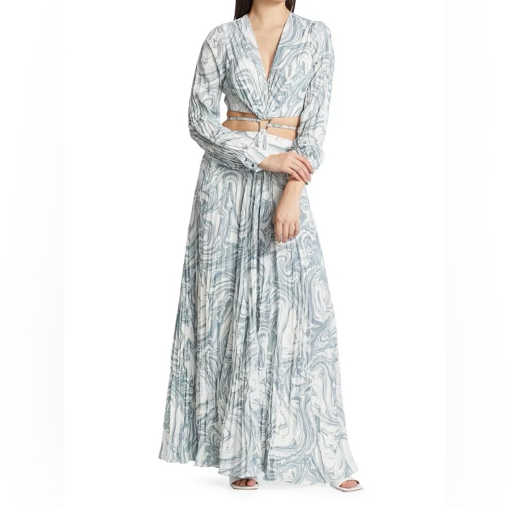 Jonathan Simkhai Priya Swirl Print Waist Cut-Out Dress Size: 2 - Picture 2 of 14
